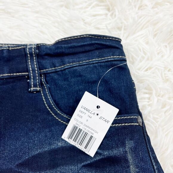 Vanilla Star Dark Wash High Waisted Jean Shorts Size 9 - Picture 6 of 9